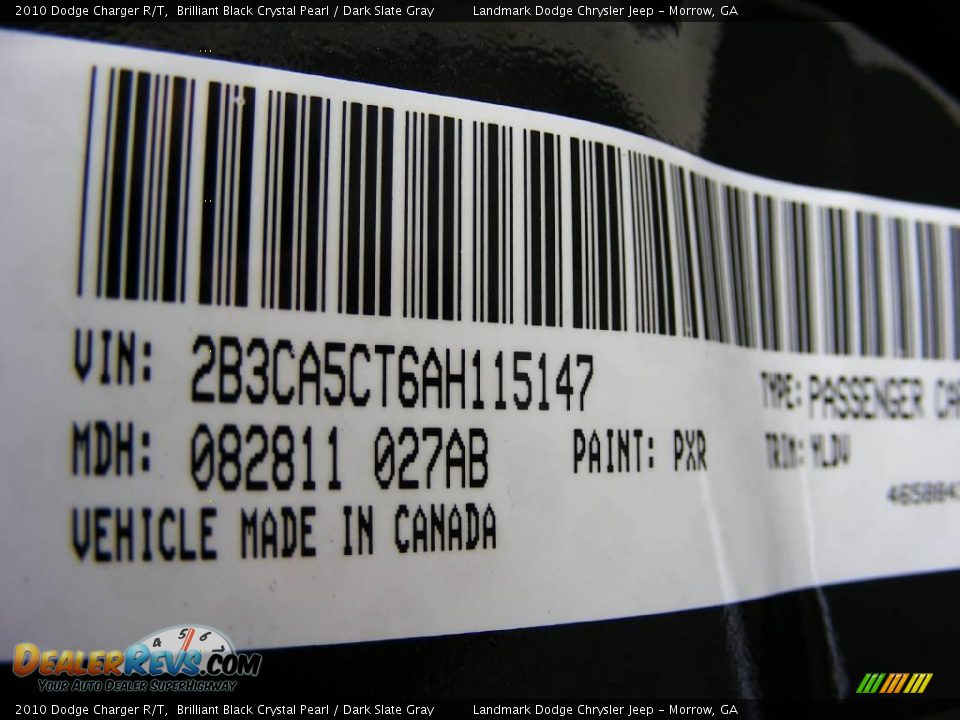 2010 Dodge Charger R/T Brilliant Black Crystal Pearl / Dark Slate Gray Photo #16