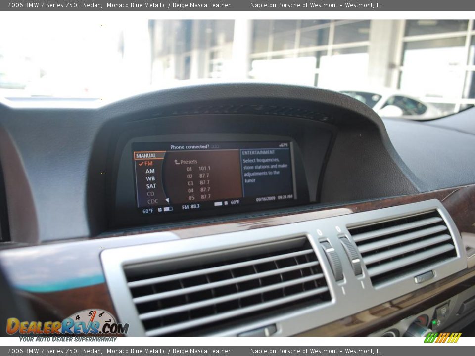 2006 BMW 7 Series 750Li Sedan Monaco Blue Metallic / Beige Nasca Leather Photo #13