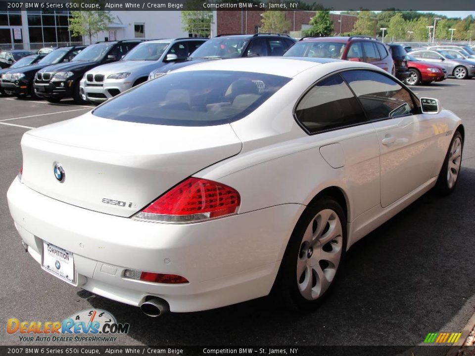 2007 BMW 6 Series 650i Coupe Alpine White / Cream Beige Photo #6