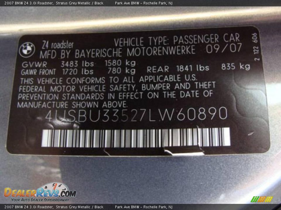 2007 BMW Z4 3.0i Roadster Stratus Grey Metallic / Black Photo #29