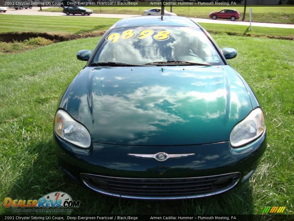 2001 Chrysler Sebring LXi Coupe Deep Evergreen Pearlcoat / Black/Beige Photo #3