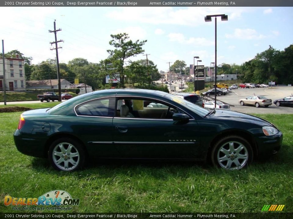 2001 Chrysler Sebring LXi Coupe Deep Evergreen Pearlcoat / Black/Beige Photo #6