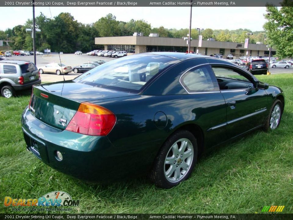 2001 Chrysler Sebring LXi Coupe Deep Evergreen Pearlcoat / Black/Beige Photo #7