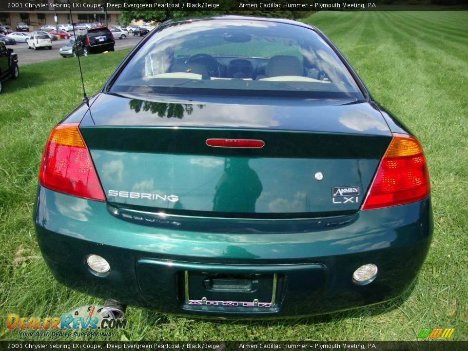 2001 Chrysler Sebring LXi Coupe Deep Evergreen Pearlcoat / Black/Beige Photo #8