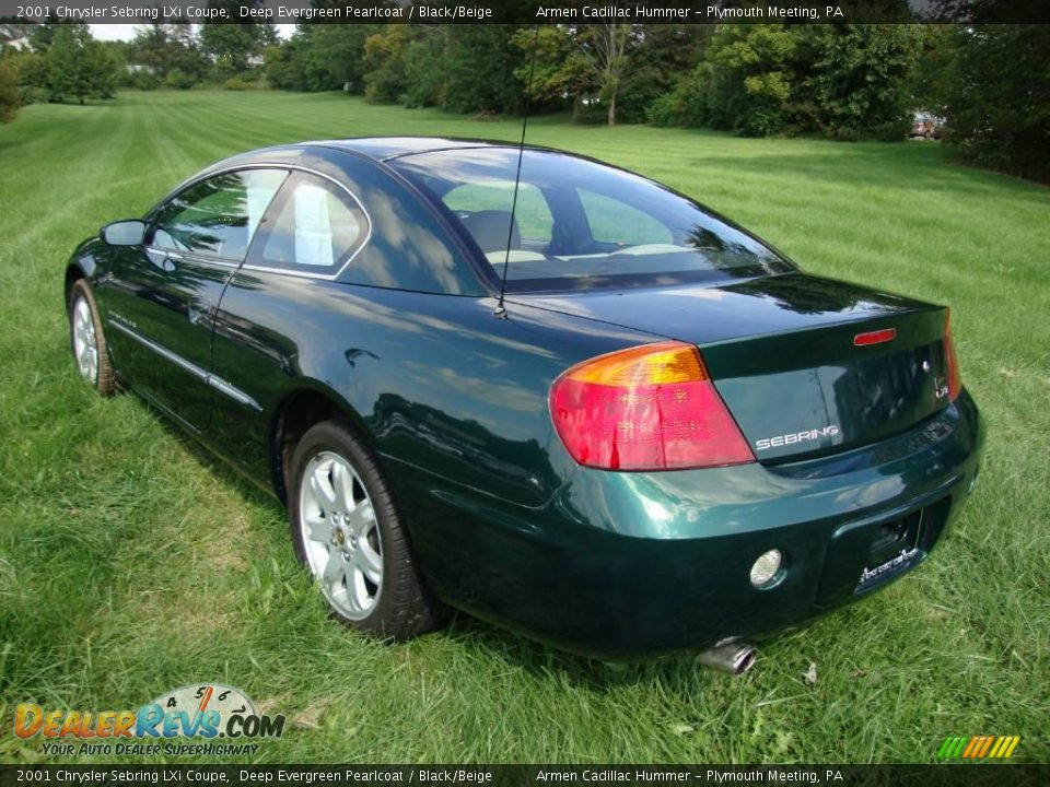 2001 Chrysler Sebring LXi Coupe Deep Evergreen Pearlcoat / Black/Beige Photo #9