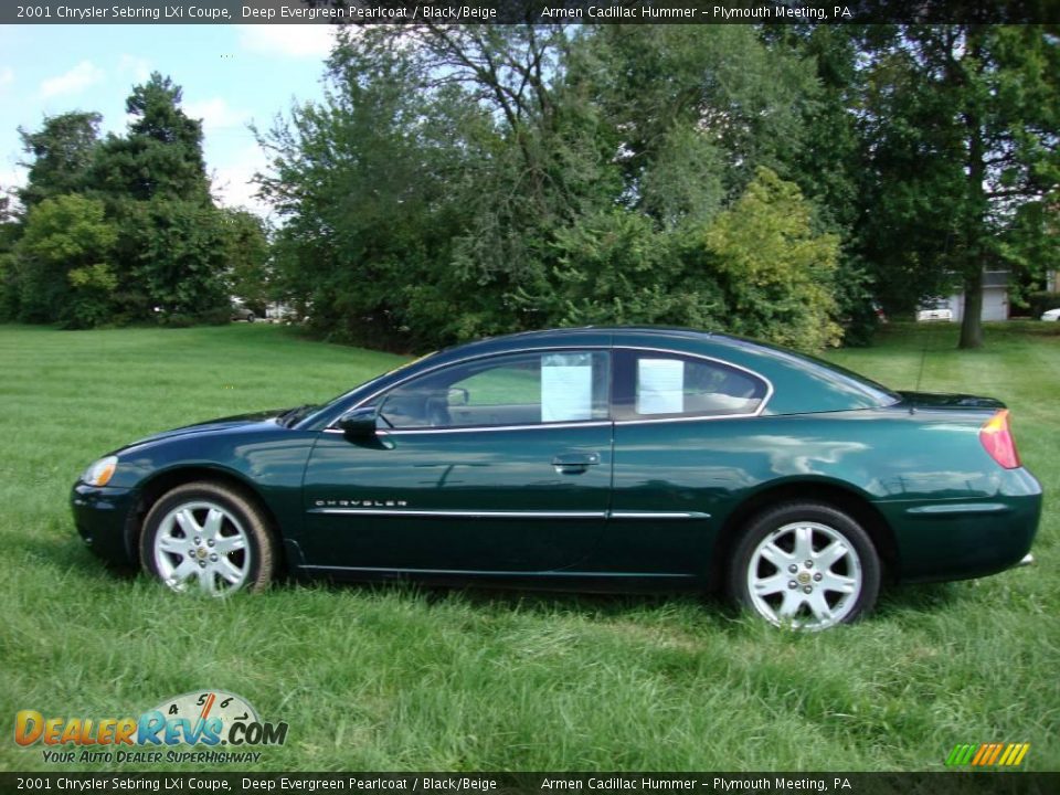 2001 Chrysler Sebring LXi Coupe Deep Evergreen Pearlcoat / Black/Beige Photo #10