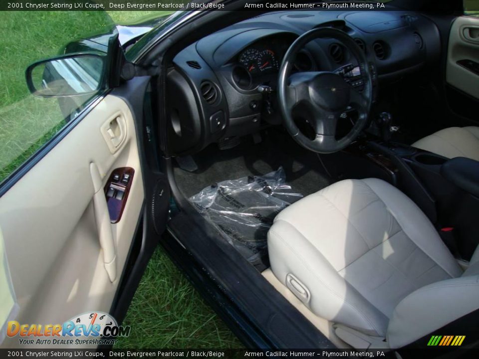 2001 Chrysler Sebring LXi Coupe Deep Evergreen Pearlcoat / Black/Beige Photo #12