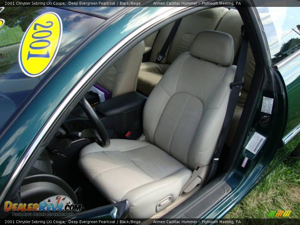 2001 Chrysler Sebring LXi Coupe Deep Evergreen Pearlcoat / Black/Beige Photo #16