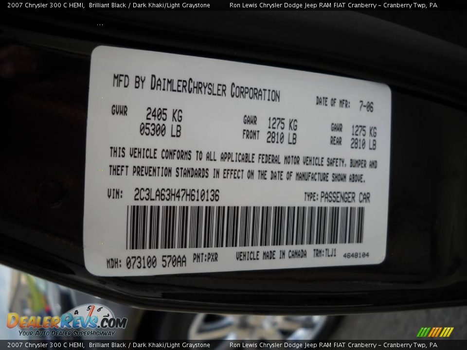 2007 Chrysler 300 C HEMI Brilliant Black / Dark Khaki/Light Graystone Photo #9