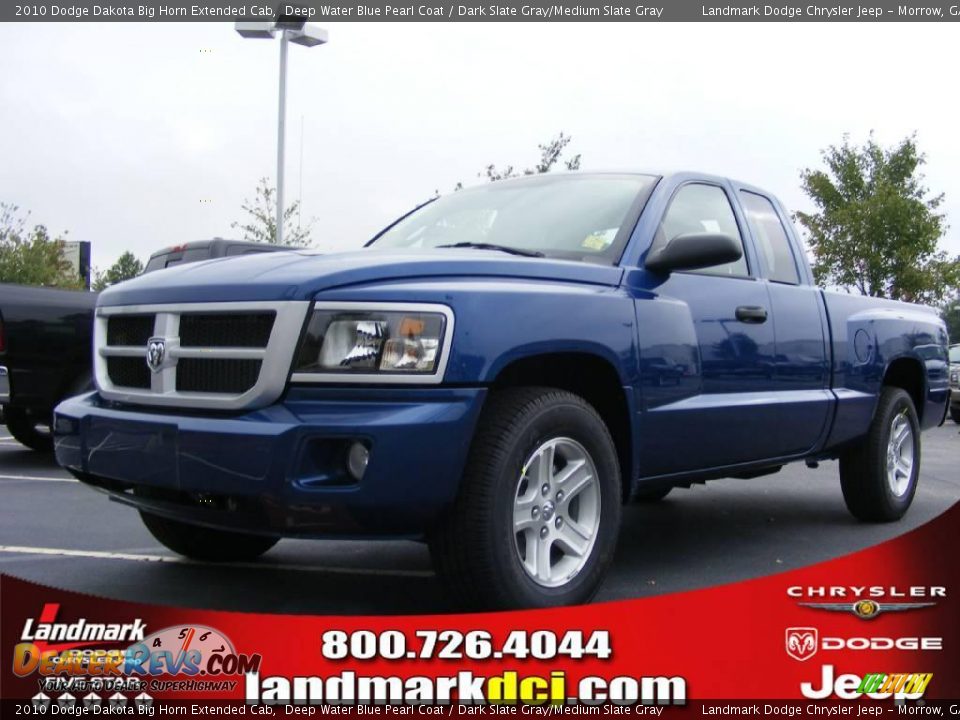 2010 Dodge Dakota Big Horn Extended Cab Deep Water Blue Pearl Coat / Dark Slate Gray/Medium Slate Gray Photo #1