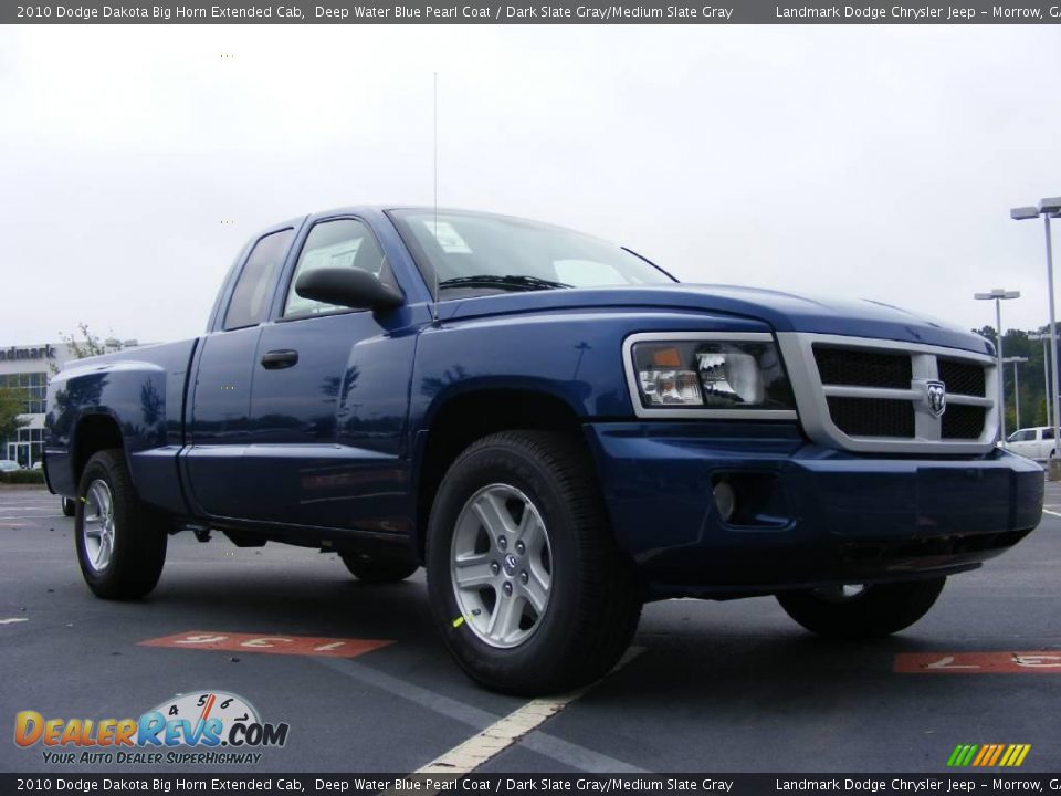 2010 Dodge Dakota Big Horn Extended Cab Deep Water Blue Pearl Coat / Dark Slate Gray/Medium Slate Gray Photo #4