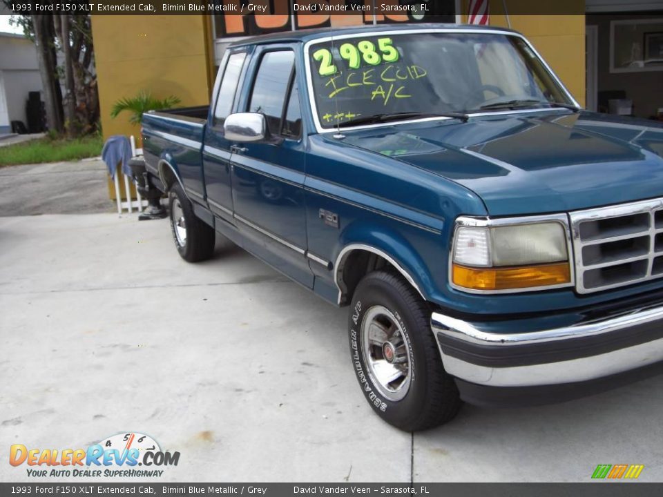 1993 Ford F150 XLT Extended Cab Bimini Blue Metallic / Grey Photo #3