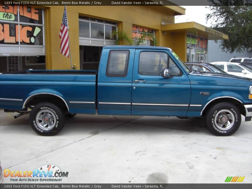 1993 Ford F150 XLT Extended Cab Bimini Blue Metallic / Grey Photo #5