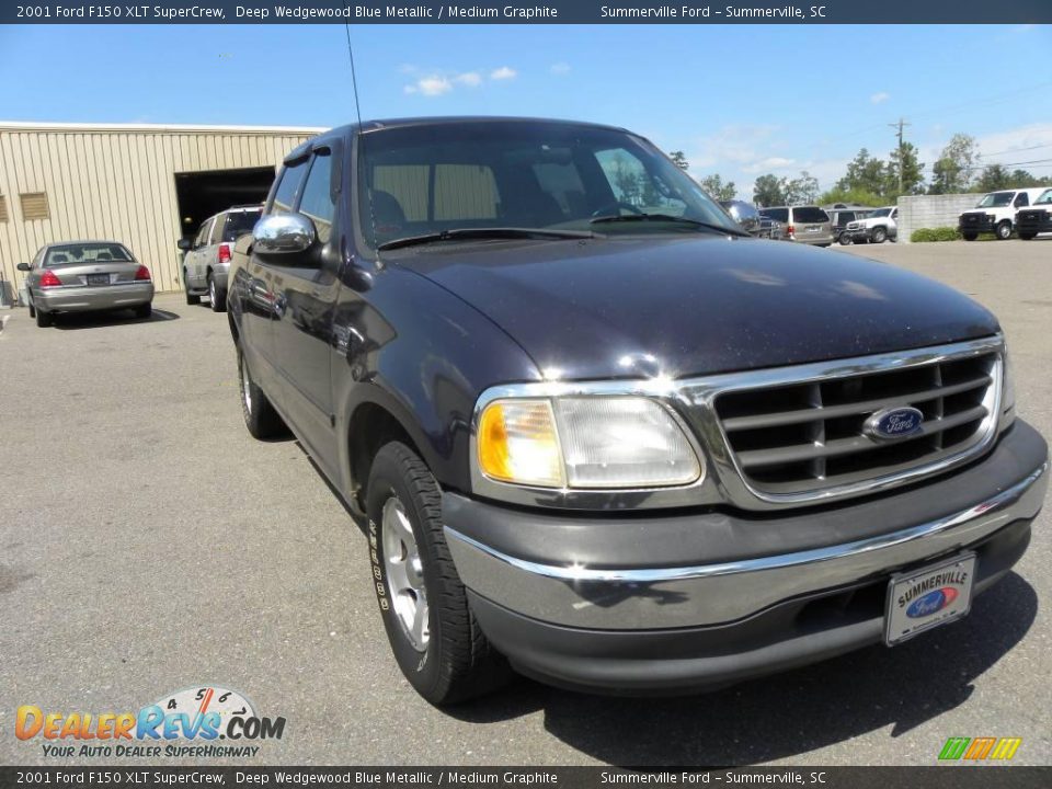 2001 Ford F150 XLT SuperCrew Deep Wedgewood Blue Metallic / Medium Graphite Photo #1