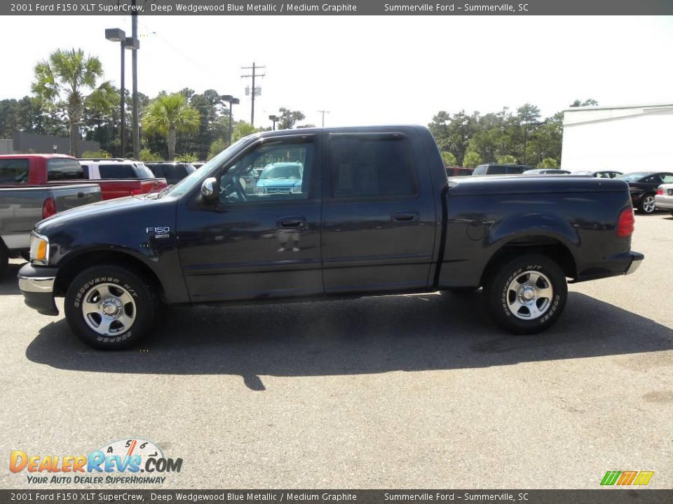 2001 Ford F150 XLT SuperCrew Deep Wedgewood Blue Metallic / Medium Graphite Photo #2