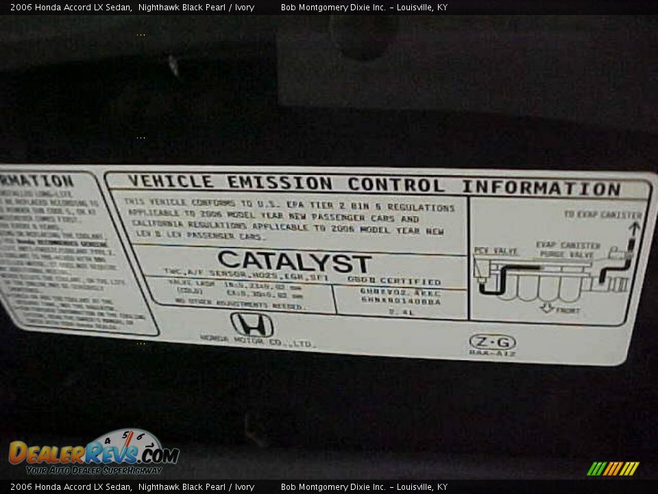 2006 Honda Accord LX Sedan Nighthawk Black Pearl / Ivory Photo #26