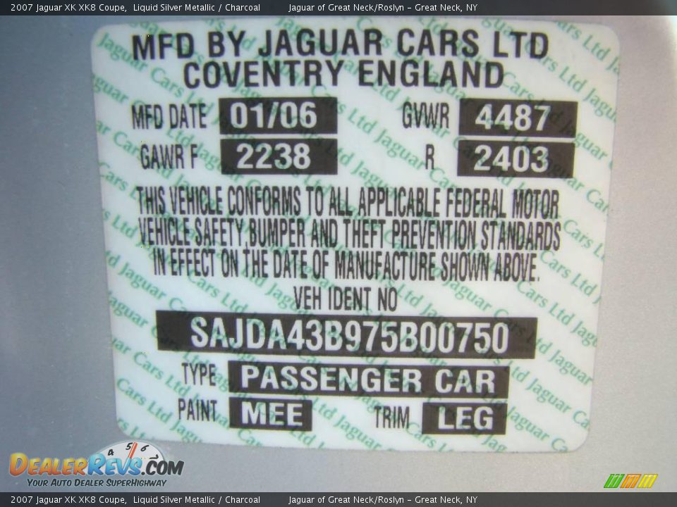 2007 Jaguar XK XK8 Coupe Liquid Silver Metallic / Charcoal Photo #24
