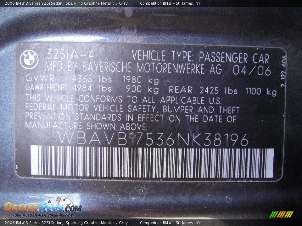 2006 BMW 3 Series 325i Sedan Sparkling Graphite Metallic / Grey Photo #15