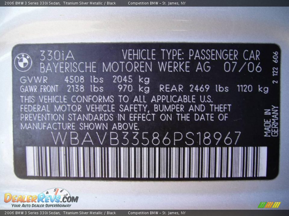 2006 BMW 3 Series 330i Sedan Titanium Silver Metallic / Black Photo #15