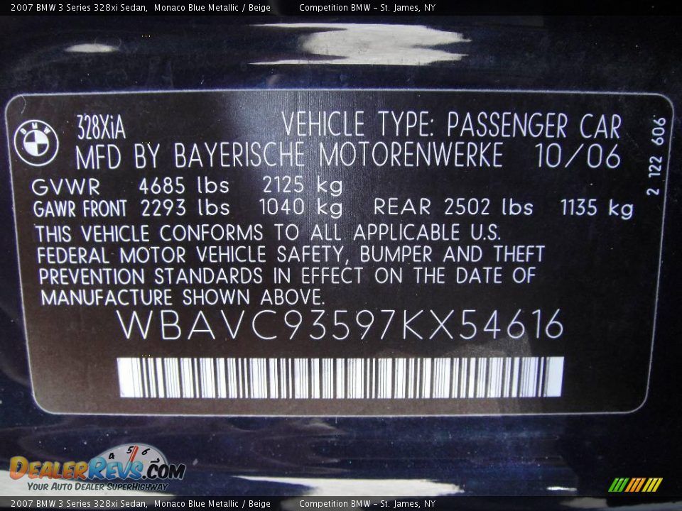 2007 BMW 3 Series 328xi Sedan Monaco Blue Metallic / Beige Photo #15