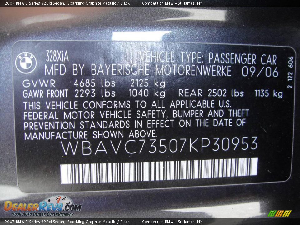 2007 BMW 3 Series 328xi Sedan Sparkling Graphite Metallic / Black Photo #15