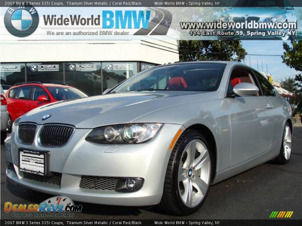 2007 BMW 3 Series 335i Coupe Titanium Silver Metallic / Coral Red/Black Photo #1