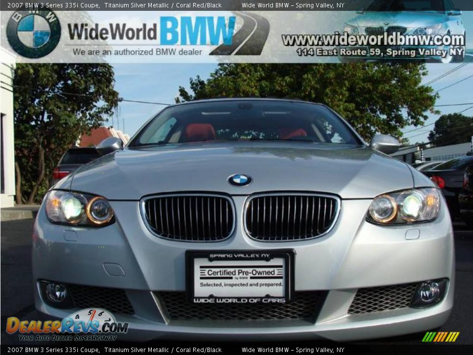 2007 BMW 3 Series 335i Coupe Titanium Silver Metallic / Coral Red/Black Photo #2