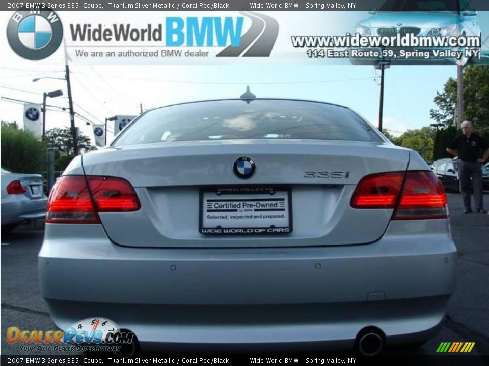 2007 BMW 3 Series 335i Coupe Titanium Silver Metallic / Coral Red/Black Photo #6