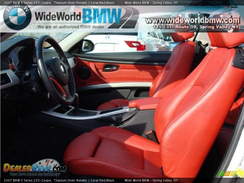 2007 BMW 3 Series 335i Coupe Titanium Silver Metallic / Coral Red/Black Photo #10