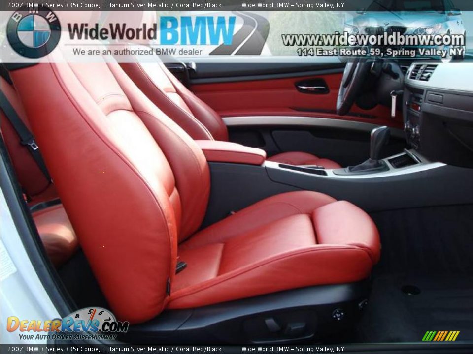 2007 BMW 3 Series 335i Coupe Titanium Silver Metallic / Coral Red/Black Photo #12