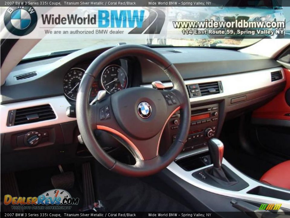 2007 BMW 3 Series 335i Coupe Titanium Silver Metallic / Coral Red/Black Photo #14