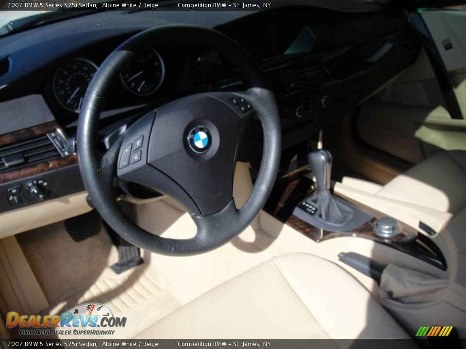 2007 BMW 5 Series 525i Sedan Alpine White / Beige Photo #10