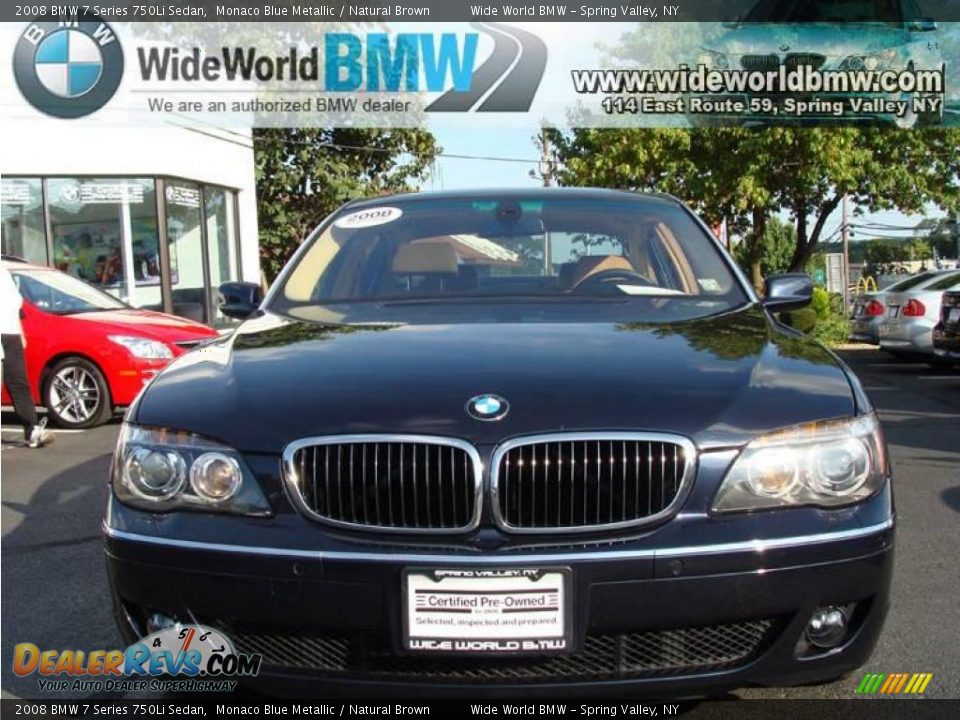 2008 BMW 7 Series 750Li Sedan Monaco Blue Metallic / Natural Brown Photo #2