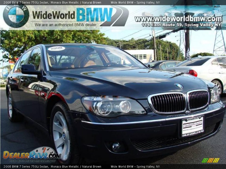 2008 BMW 7 Series 750Li Sedan Monaco Blue Metallic / Natural Brown Photo #3