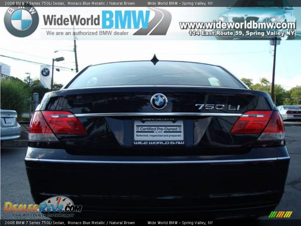 2008 BMW 7 Series 750Li Sedan Monaco Blue Metallic / Natural Brown Photo #5