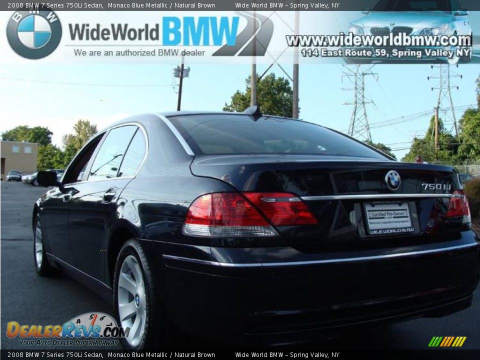 2008 BMW 7 Series 750Li Sedan Monaco Blue Metallic / Natural Brown Photo #6