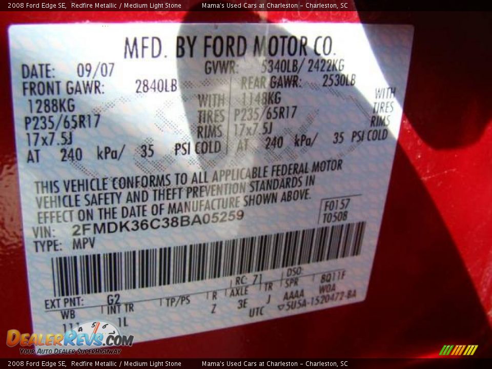 2008 Ford Edge SE Redfire Metallic / Medium Light Stone Photo #20
