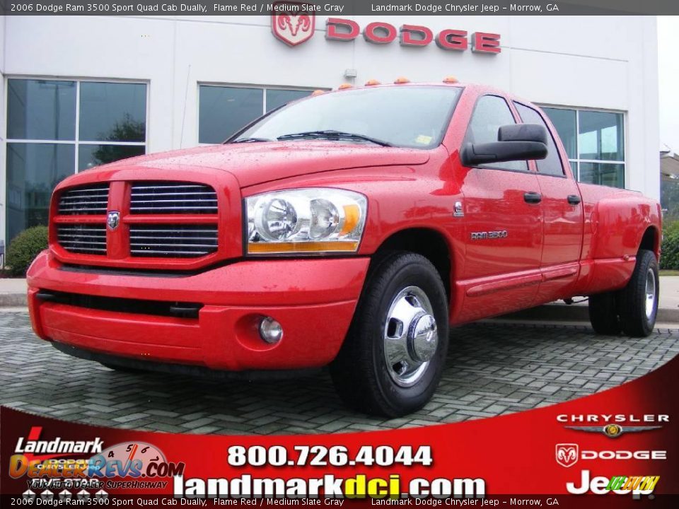 2006 Dodge Ram 3500 Sport Quad Cab Dually Flame Red / Medium Slate Gray Photo #1