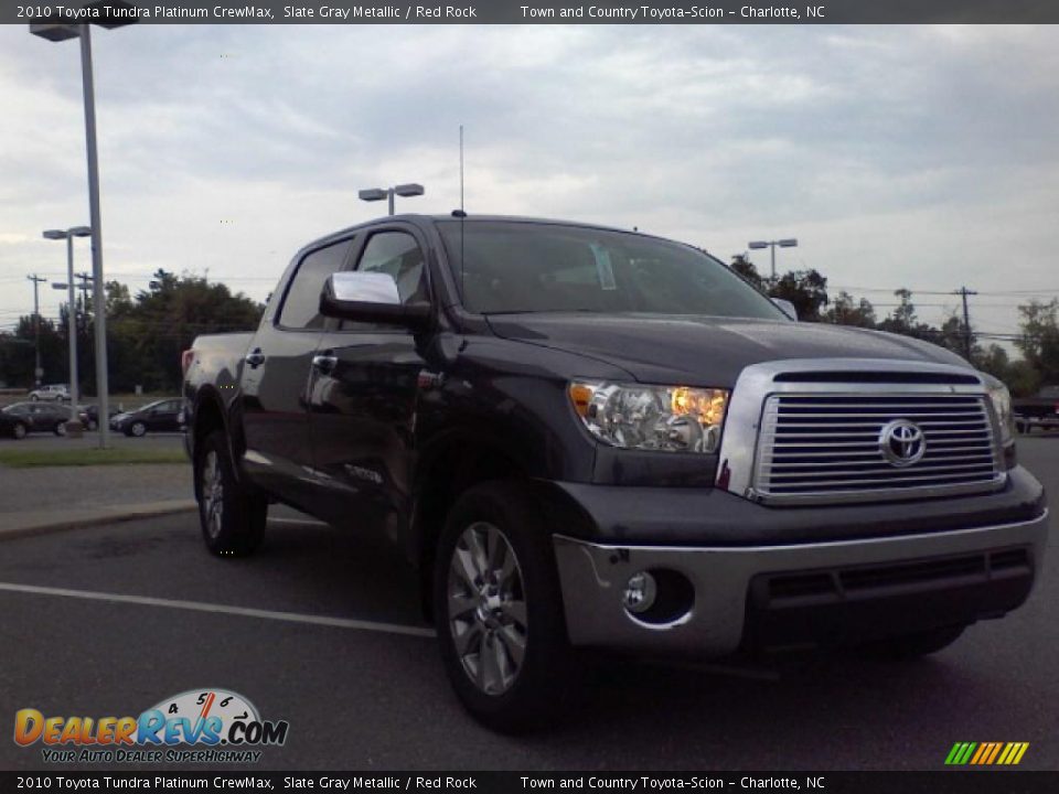 2010 Toyota Tundra Platinum CrewMax Slate Gray Metallic / Red Rock Photo #28