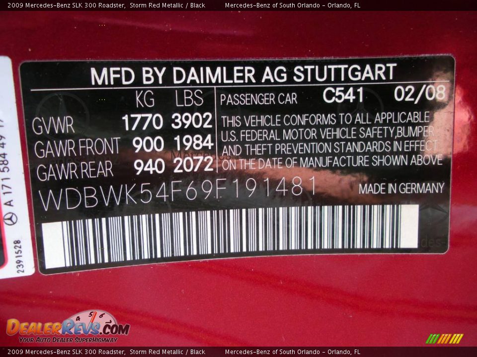 2009 Mercedes-Benz SLK 300 Roadster Storm Red Metallic / Black Photo #28