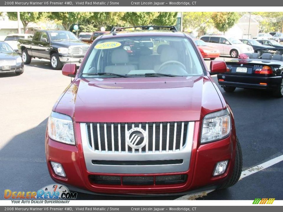 2008 Mercury Mariner V6 Premier 4WD Vivid Red Metallic / Stone Photo #2