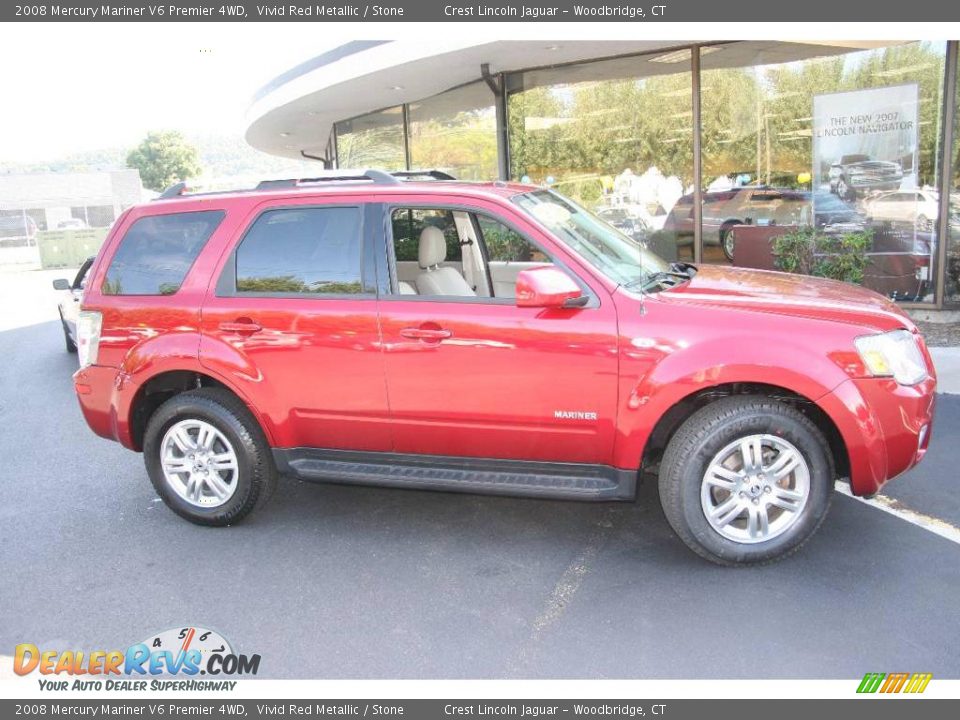 2008 Mercury Mariner V6 Premier 4WD Vivid Red Metallic / Stone Photo #4