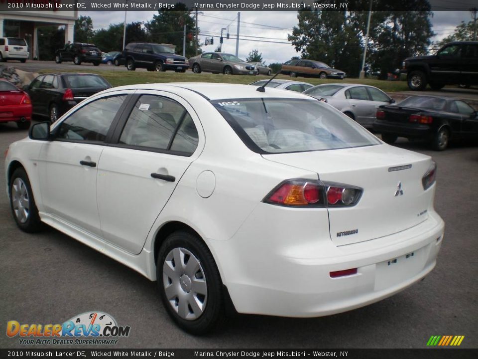 2010 Mitsubishi Lancer DE Wicked White Metallic / Beige Photo #7