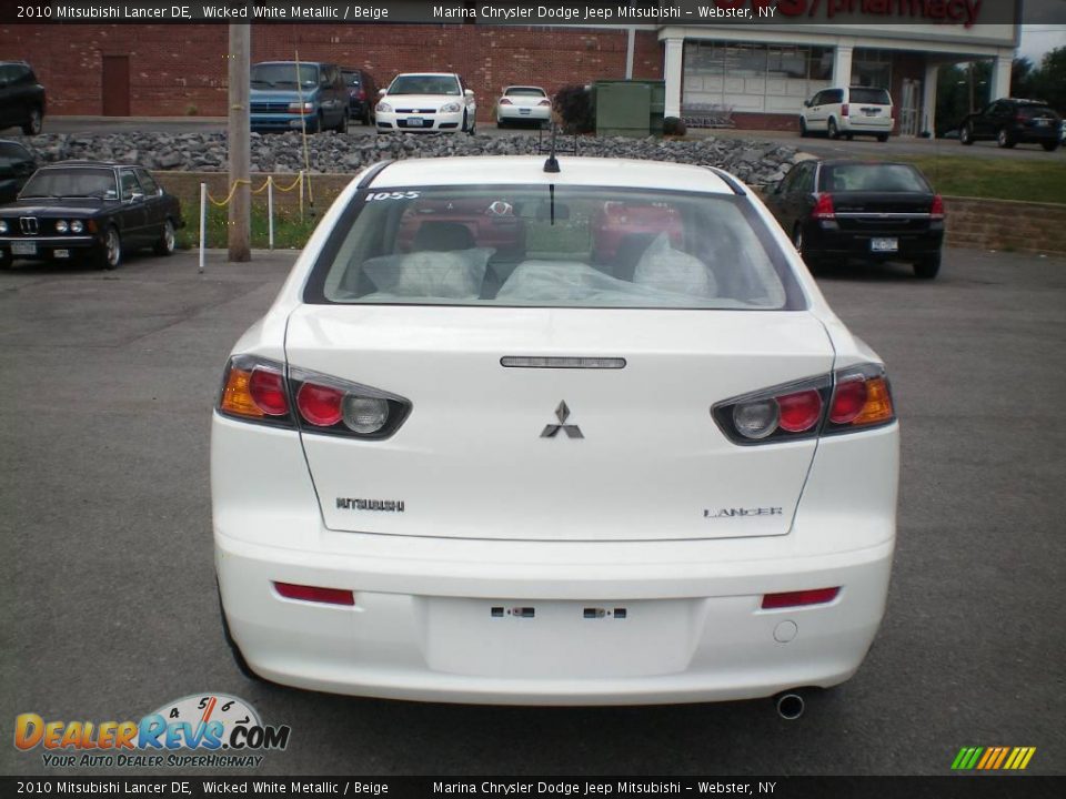 2010 Mitsubishi Lancer DE Wicked White Metallic / Beige Photo #8