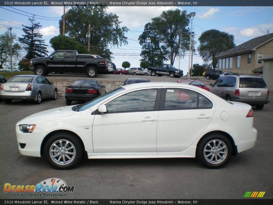 2010 Mitsubishi Lancer ES Wicked White Metallic / Black Photo #6