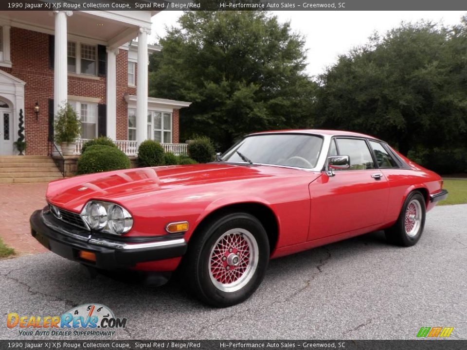 1990 Jaguar XJ XJS Rouge Collection Coupe Signal Red / Beige/Red Photo #2