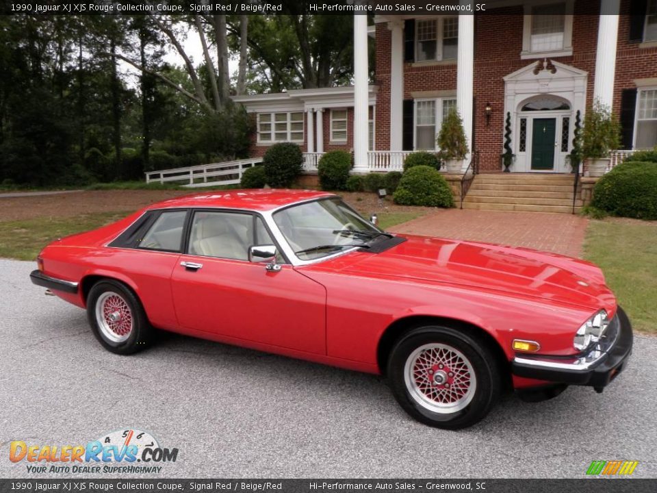 1990 Jaguar XJ XJS Rouge Collection Coupe Signal Red / Beige/Red Photo #13