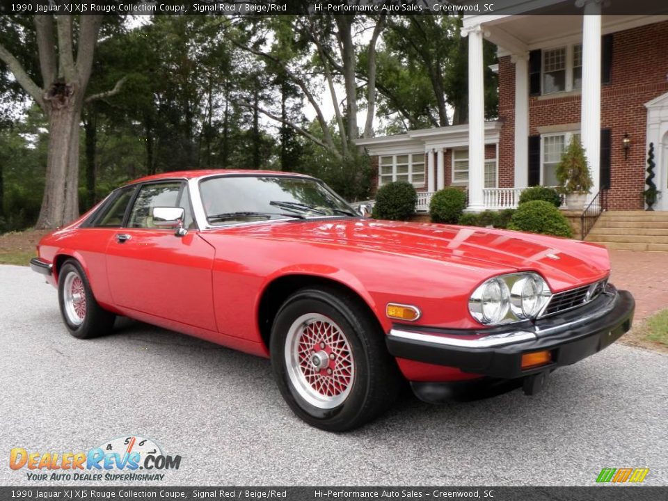 1990 Jaguar XJ XJS Rouge Collection Coupe Signal Red / Beige/Red Photo #14