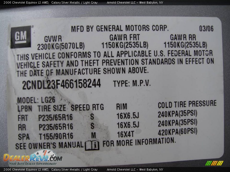 2006 Chevrolet Equinox LS AWD Galaxy Silver Metallic / Light Gray Photo #15