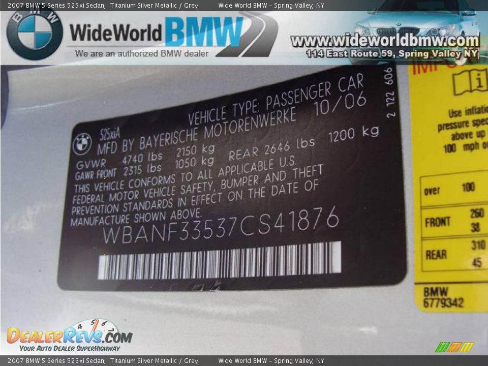 2007 BMW 5 Series 525xi Sedan Titanium Silver Metallic / Grey Photo #16
